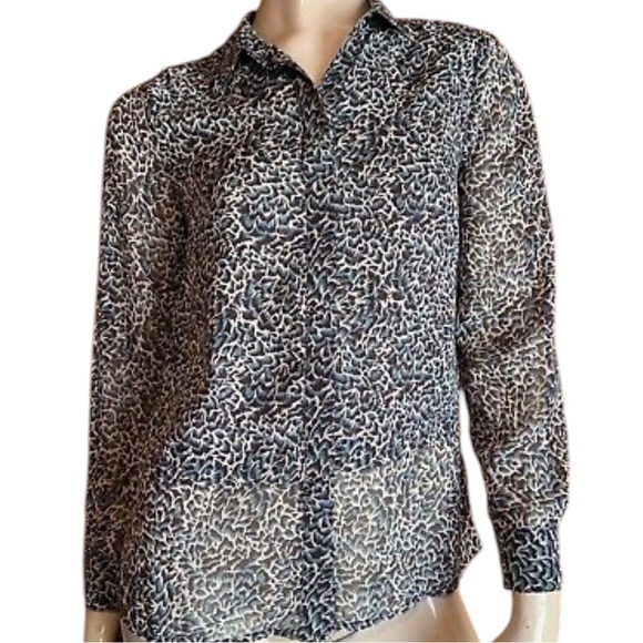 LIVERPOOL Los Angles PrintLong Sleeve Button Front Shirt Size Large - Picture 2 of 13